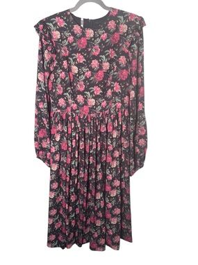 Alcoolique Italy Black Red Floral Maxi Dress 44 Size US 8